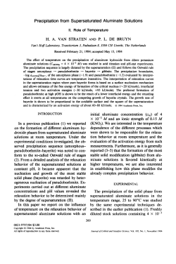 Precipitation from Supersaturated Aluminate Solutions II. Role of