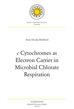 c Cytochromes as Electron Carrier in Microbial Chlorate Respiration
