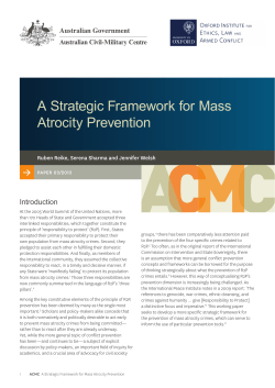 A Strategic Framework for Mass Atrocity Prevention