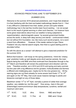 June to September 2016 Advance Forecast