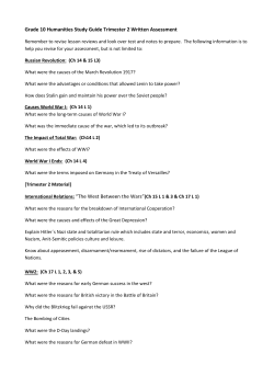Grade 10 Humanities Study Guide Trimester 2 Written Assessment