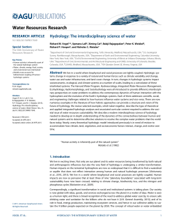 Hydrology: The interdisciplinary science of water