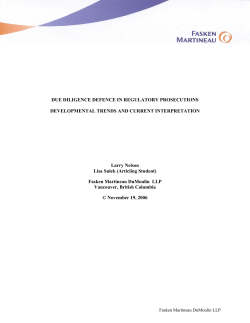 DUE DILIGENCE DEFENCE IN REGULATORY
