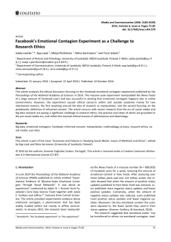Facebook`s Emotional Contagion Experiment as a Challenge to