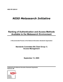 NISO RP-2005-01, Ranking of Authentication and Access Methods