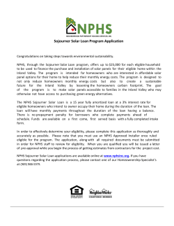 Sojourner Solar Loan Program Application