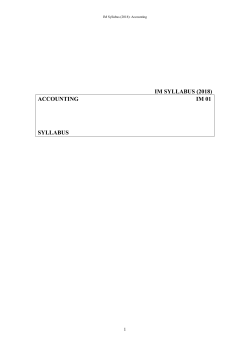 SYLLABUS IM SYLLABUS (2018) ACCOUNTING IM 01