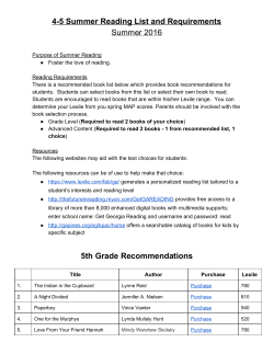 Summer Reading - Oconee County Schools