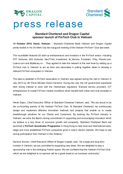 Standard Chartered and Dragon Capital sponsor launch of FinTech
