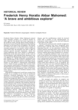 Frederick Henry Horatio Akbar Mahomed: `A brave and