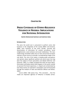 PRESS COVERAGE OF ETHNO-RELIGIOUS VIOLENCE IN