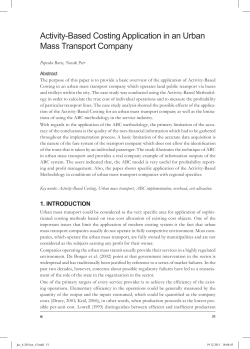 Activity-Based Costing Application in an Urban Mass Transport