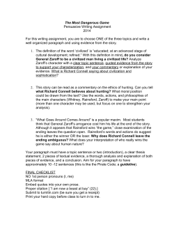 The Most Dangerous Game Persuasive Writing Assignment 2014