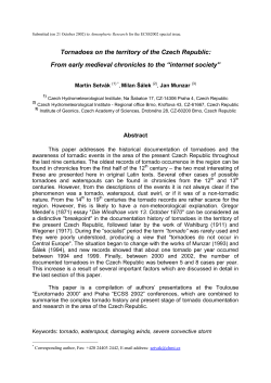 Tornadoes on the territory of the Czech Republic: From early