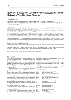 Beryllium in Waters of Czech Forested Ecosystems and the Release