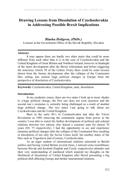 Drawing Lessons from Dissolution of Czechoslovakia in Addressing
