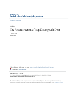 The Reconstruction of Iraq: Dealing with Debt