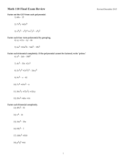 Math 110 Final Exam Review