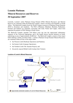 Lonmin Platinum Mineral Resources and Reserves 30 September