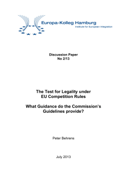 The Test for Legality under EU Competition Rules What Guidance