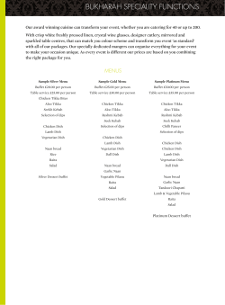 BUKHARAH SPECIALITY FUNCTIONS