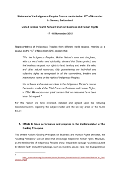 Statement of the Indigenous Peoples Caucus conducted on 15th of