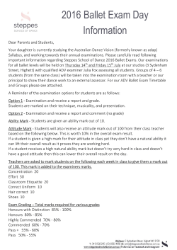 2016 Ballet Exam Day Information
