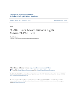 SCAR`d Times: Maine`s Prisoners` Rights Movement, 1971-1976