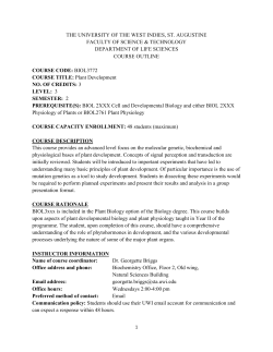 BIOL3772 - UWI St. Augustine - The University of the West Indies