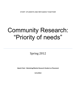 Community Research - Priority of Needs 2012