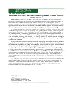 Masochism, submission, surrender&mdash;Masochism as a perversion of