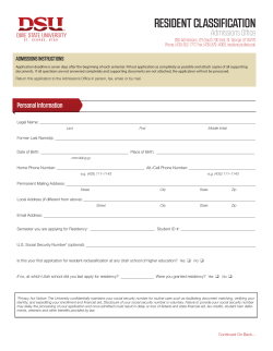 RESIDENT CLASSIFICATION