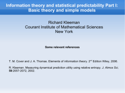Information theory and statistical predictability Part I