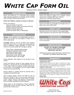 White Cap Form Oil - Product Data