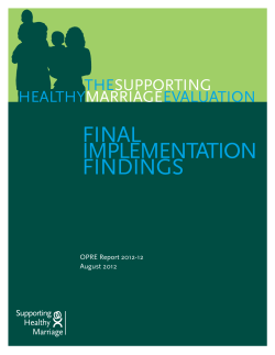 The Supporting Healthy Marriage Evaluation: Final