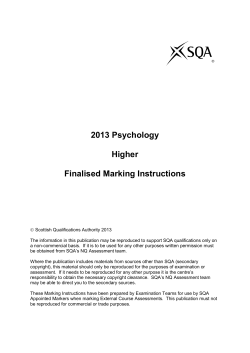 2013 Psychology Higher Finalised Marking Instructions