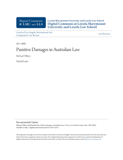 Punitive Damages in Australian Law
