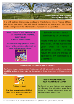 School Christmas Lunch Wednesday 17 December Flyers went out