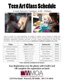 Teen Art Class Schedule - Warwick Center for the Arts