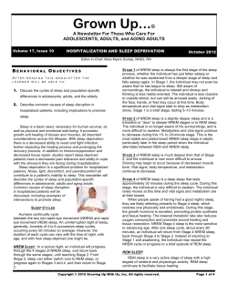 October 2012 - Grown Up - Hospitalization and Sleep Deprivation