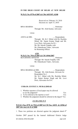 IN THE HIGH COURT OF DELHI AT NEW DELHI W.P.(C) No. 8770