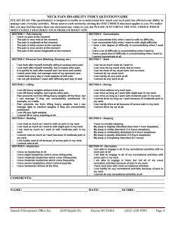 neck pain disability index questionnaire