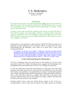 US Bankruptcy - Truth Sets Us Free