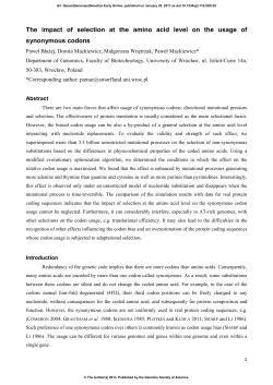 The Impact of Selection at the Amino Acid Level on the Usage of