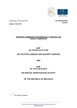 LAW No.753-XIV of 23.12.99 ON THE INTELLIGENCE AND