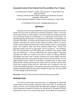 Area-Wide Control of the Oriental Fruit Fly and Melon Fly in Taiwan