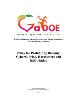 Policy for Prohibiting Bullying, Cyberbullying, Harassment