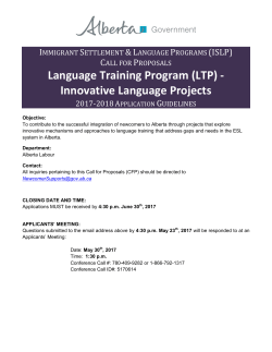 ISLP - Call for Proposals - Language Training Program