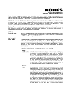 TERMS OF ENGAGEMENT FOR KOHL`S BUSINESS PARTNERS