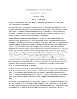 Japan`s Global Diplomacy: Japan-Russia Relations Yoko Hirose